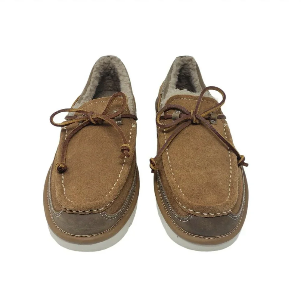 UGG DEX‎ Chestnut Brown Tan Leather Loafer Sheep Wool Lining Sizes 7 & 8 NEW